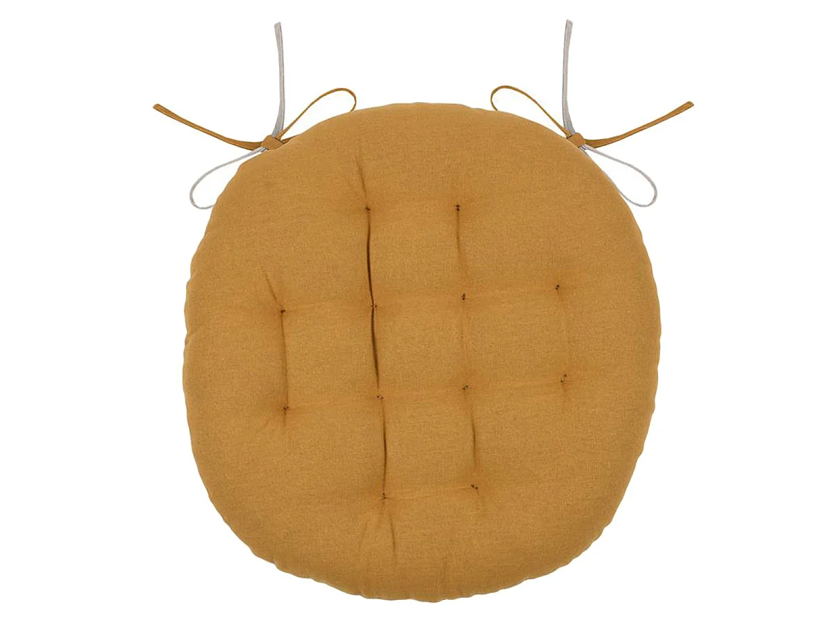 Coussin de chaise ronde réversible Curry et Lin