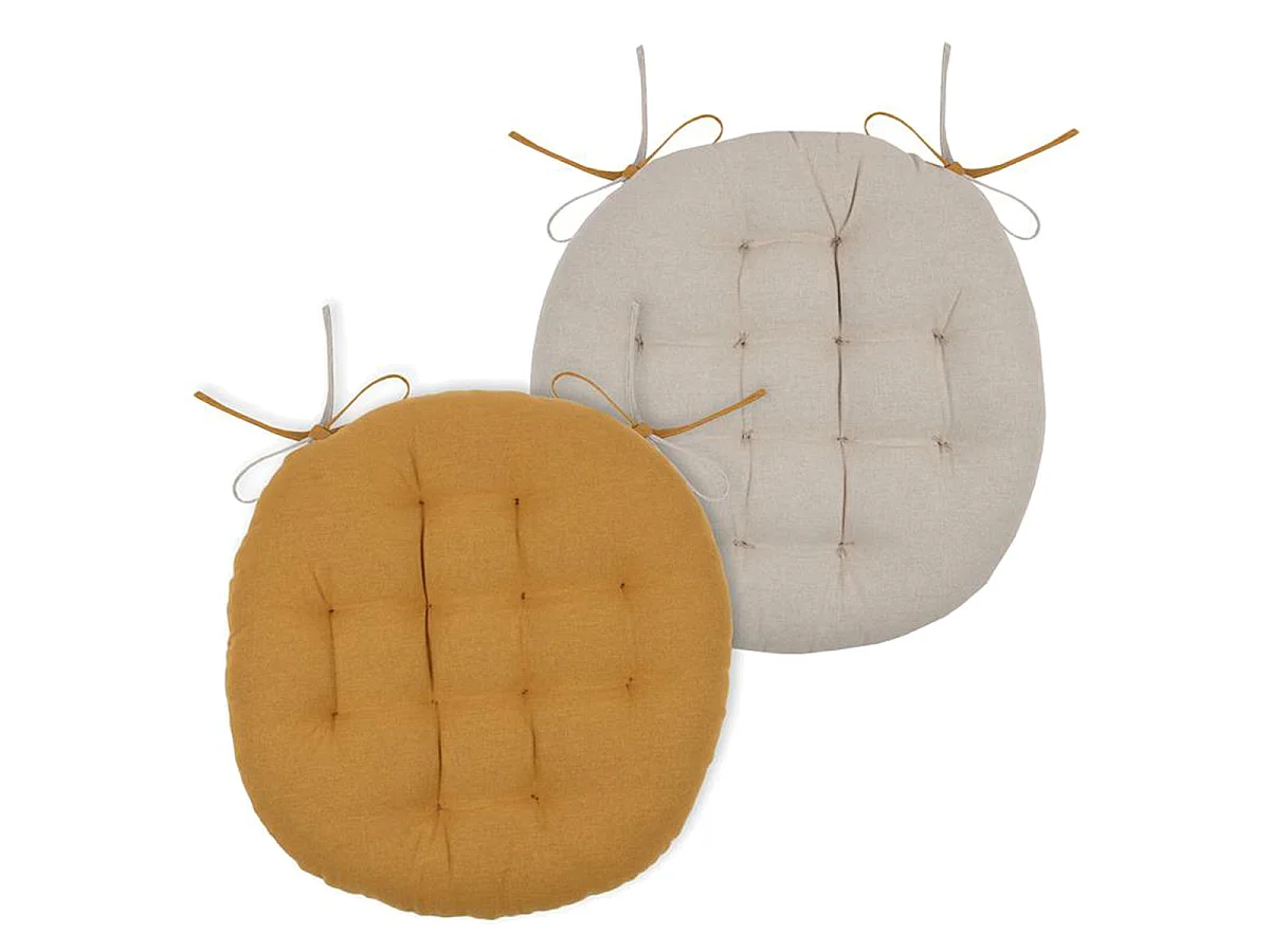 Coussin de chaise ronde réversible Curry et Lin