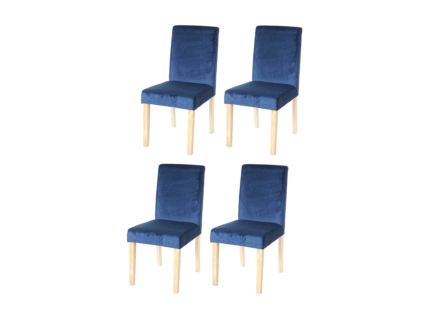Lot de 4 chaises de salle à manger / cuisine en tissu velours bleu pétrole CDS04511