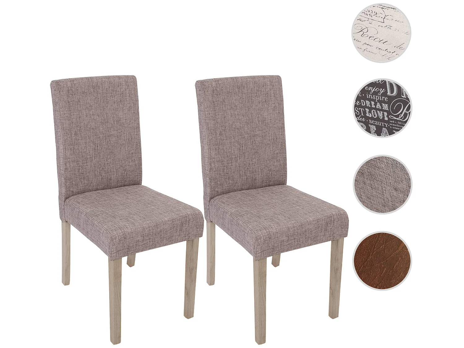 Lot de 2 chaises de salle à manger cuisine en tissu gris pieds en bois clair 04_0000431