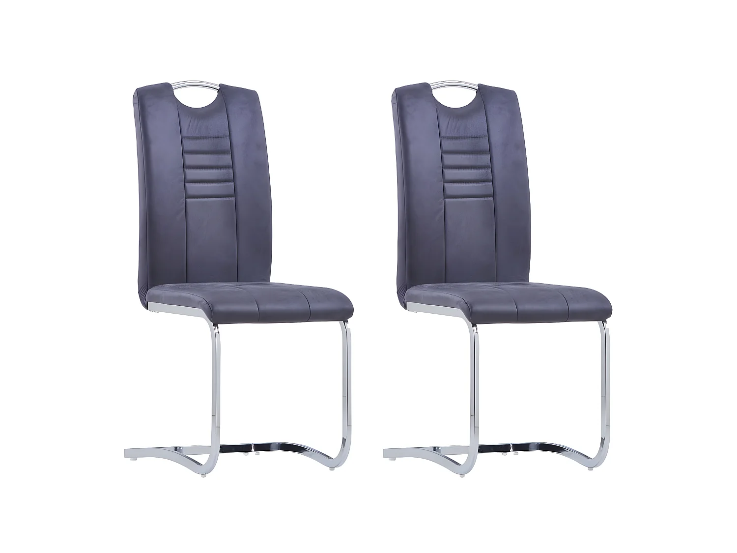 Lot de 2 chaises de salle à manger cuisine cantilever design moderne synthétique daim gris CDS020340