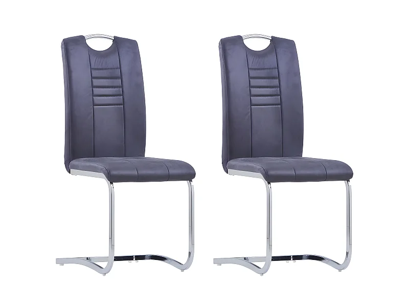 Lot de 2 chaises de salle à manger cuisine cantilever design moderne synthétique daim gris CDS020340