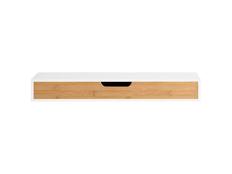 SoBuy FRG93-WN Zwevende plank wit Hangende lade Wandplank bamboe Boekenplanken