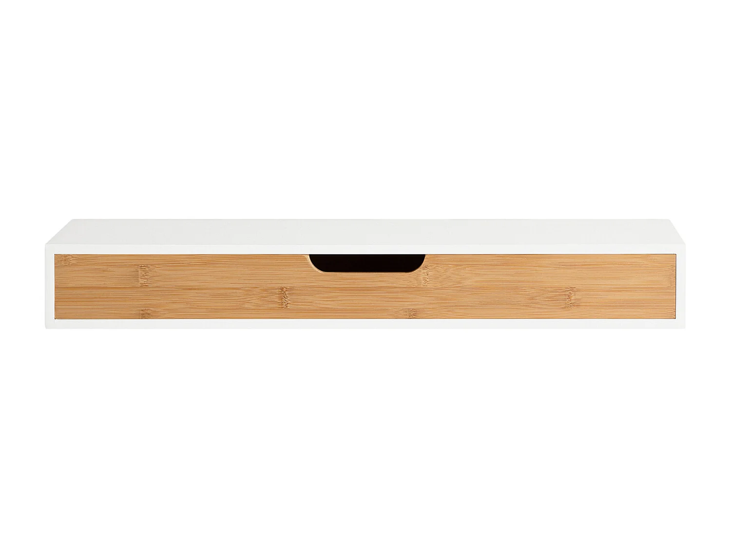 SoBuy FRG93-WN Zwevende plank wit Hangende lade Wandplank bamboe Boekenplanken