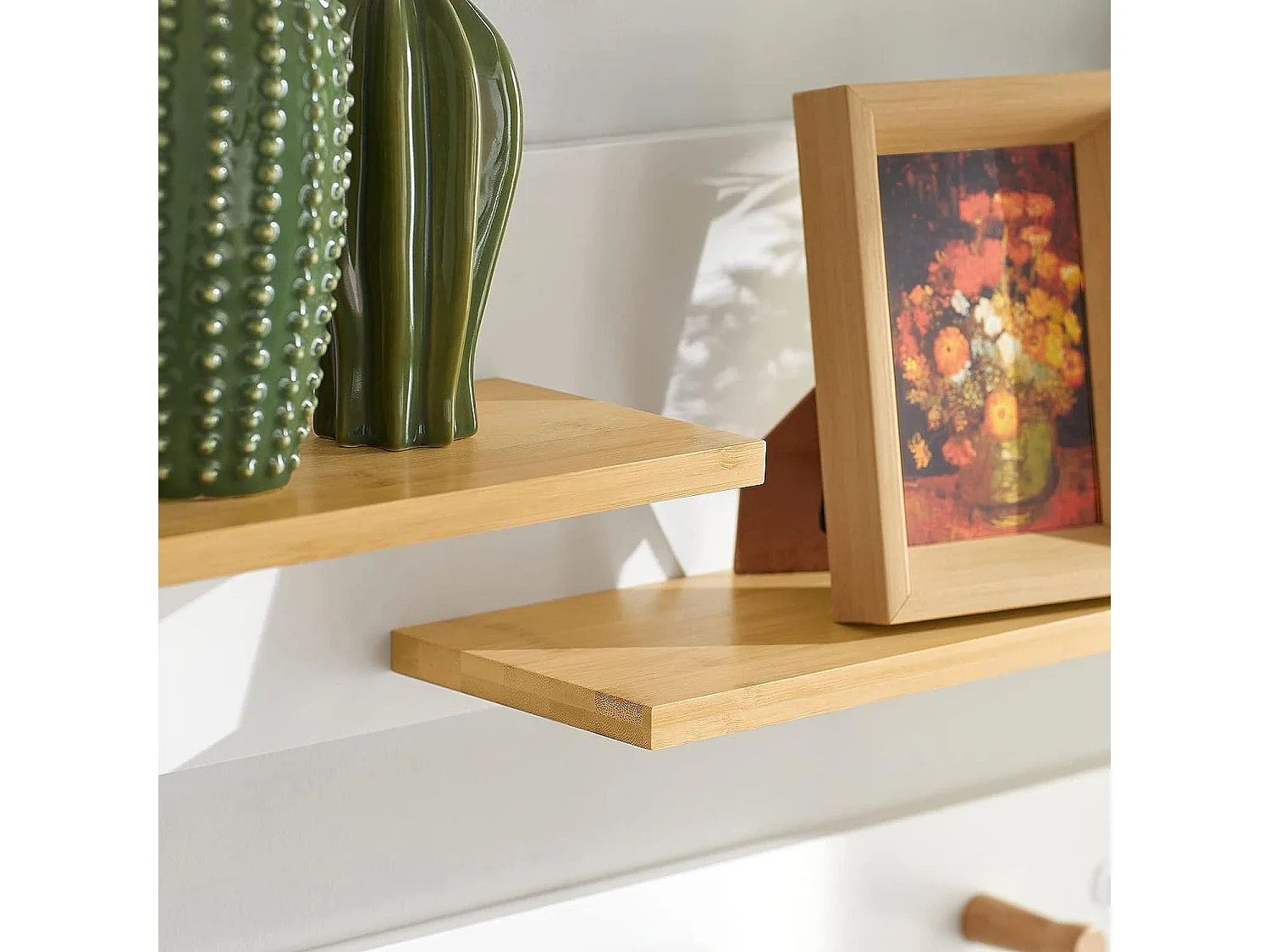 Porte-manteau Mural en 2 Parties Étagère Murale avec 5 crochets et 1 étagère, FHK21-WN