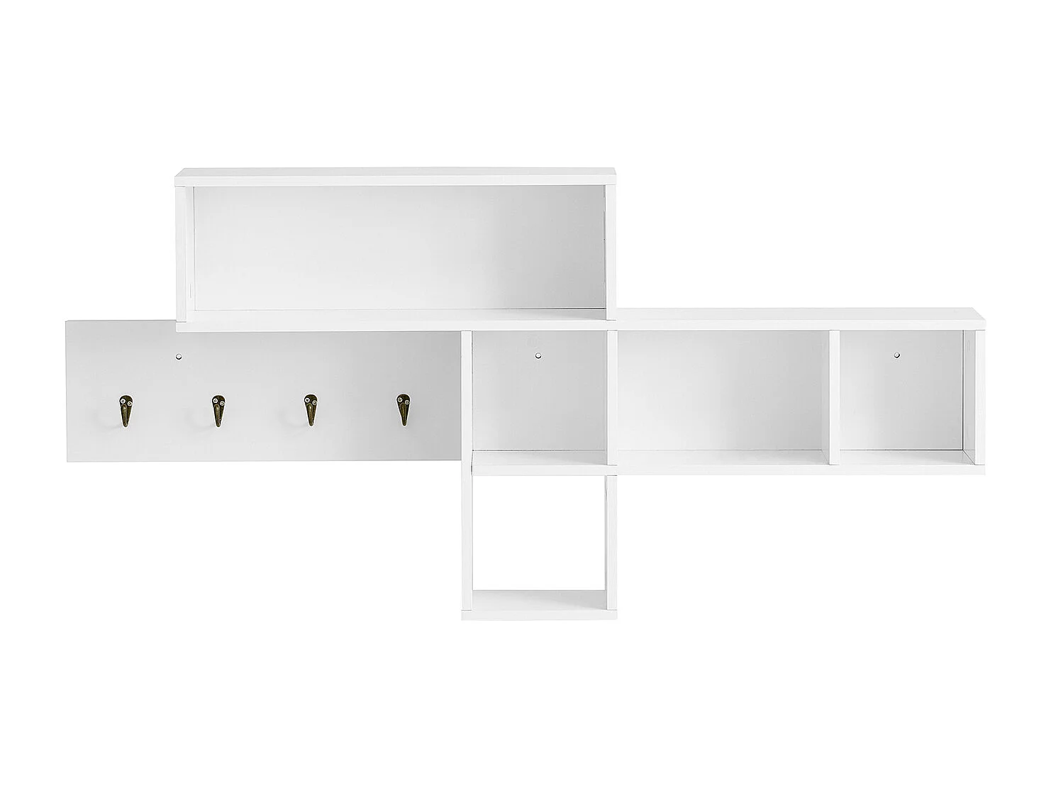 SoBuy FHK17-W Kapstok Wandplank Hal Kapstokken Hangplank Garderobe met 5 vakken en 4 haken Wit