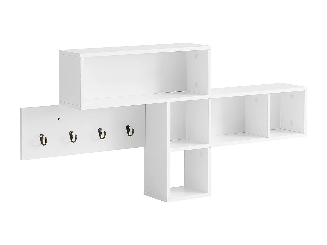 SoBuy FHK17-W Kapstok Wandplank Hal Kapstokken Hangplank Garderobe met 5 vakken en 4 haken Wit
