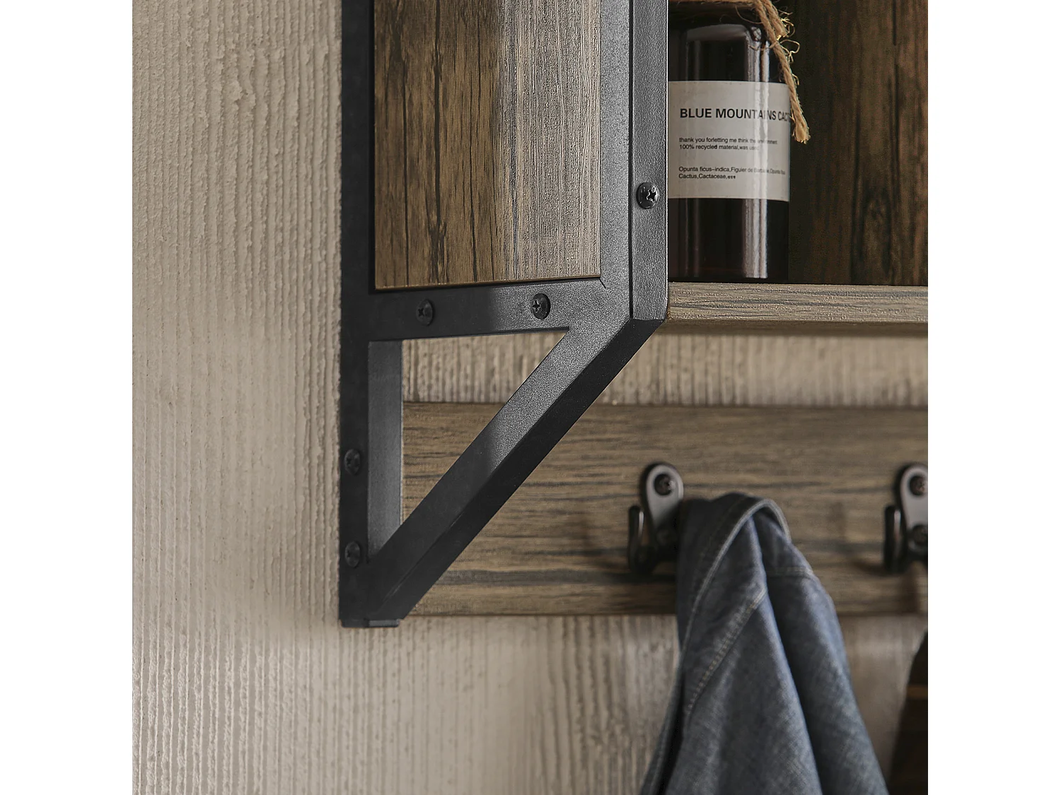 SoBuy FHK25-N Wandkapstok - Muur / Wand Kapstok - Wandplank - Entree Kleedkamer Meubels - Badkamermeubel met 4 Compartimenten en 5 Dubbele Haken