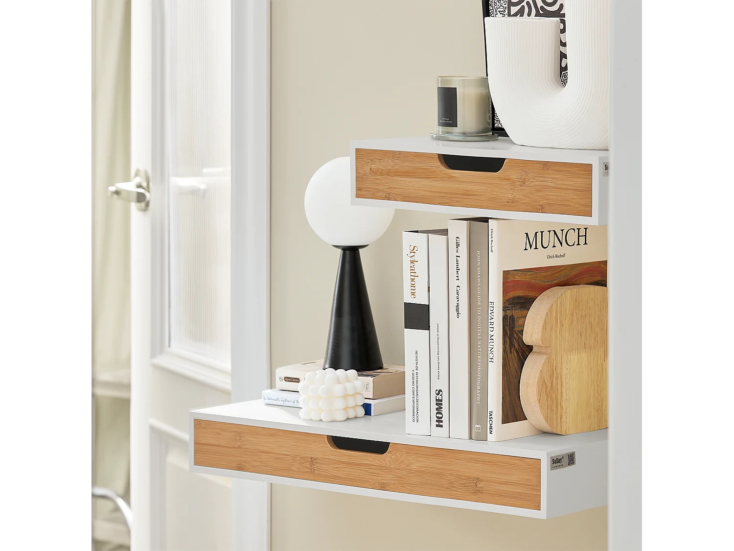 Półka z szufladą ścienna wisząca, dąb FRG92-WN