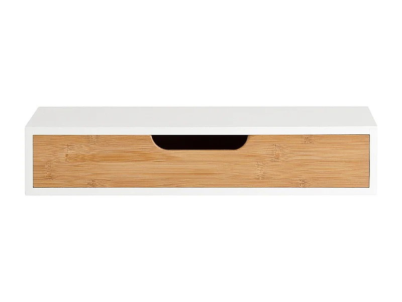SoBuy FRG92-WN Zwevende plank wit Hangende lade Wandplank bamboe Boekenplanken