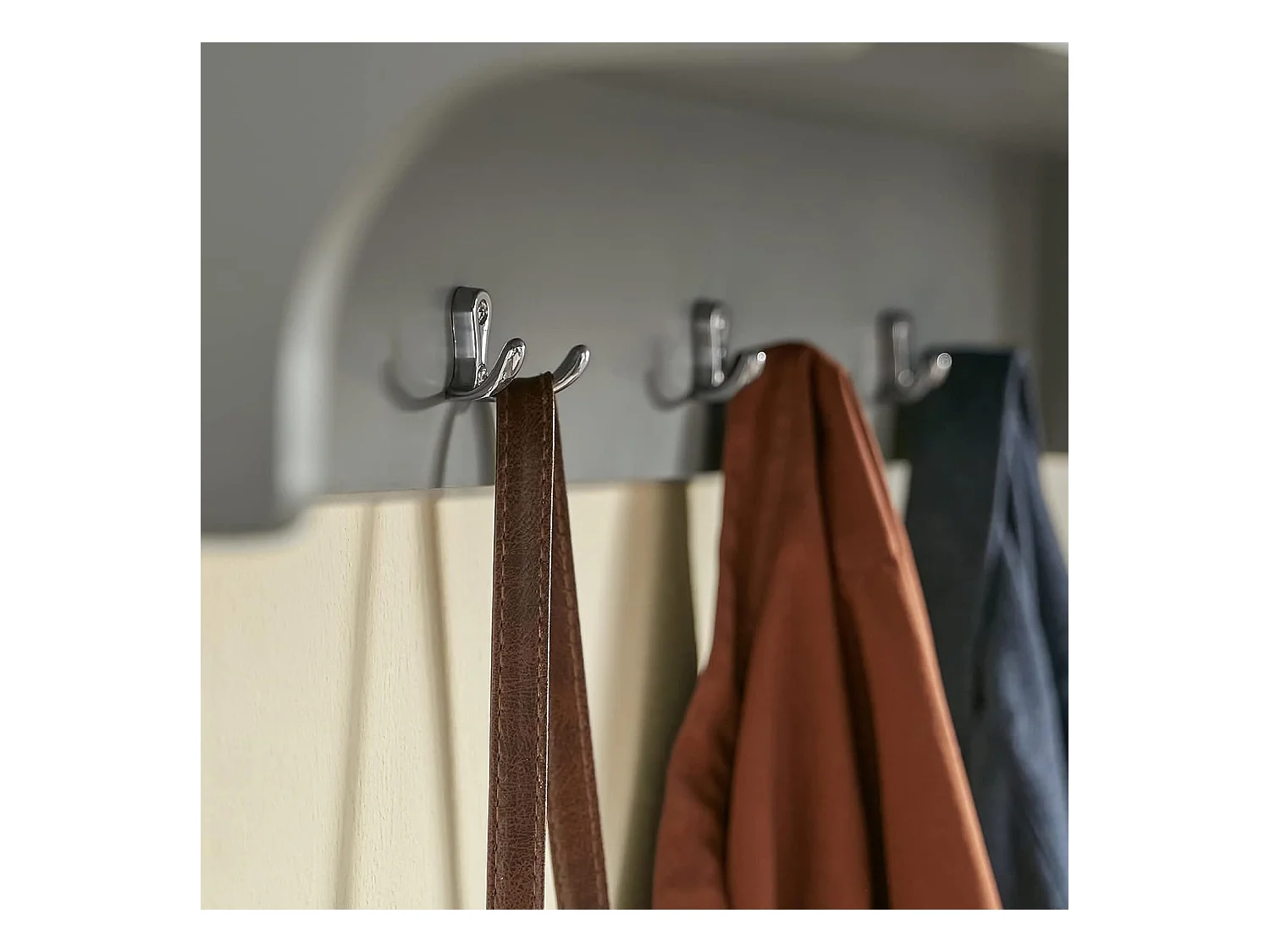 SoBuy FHK28-HG Kapstokken - Kapstok - Wandkapstok - Muur / Wand Kapstok - Wandplank Garderobe met 3 Compartimenten en 4 Dubbele Haken