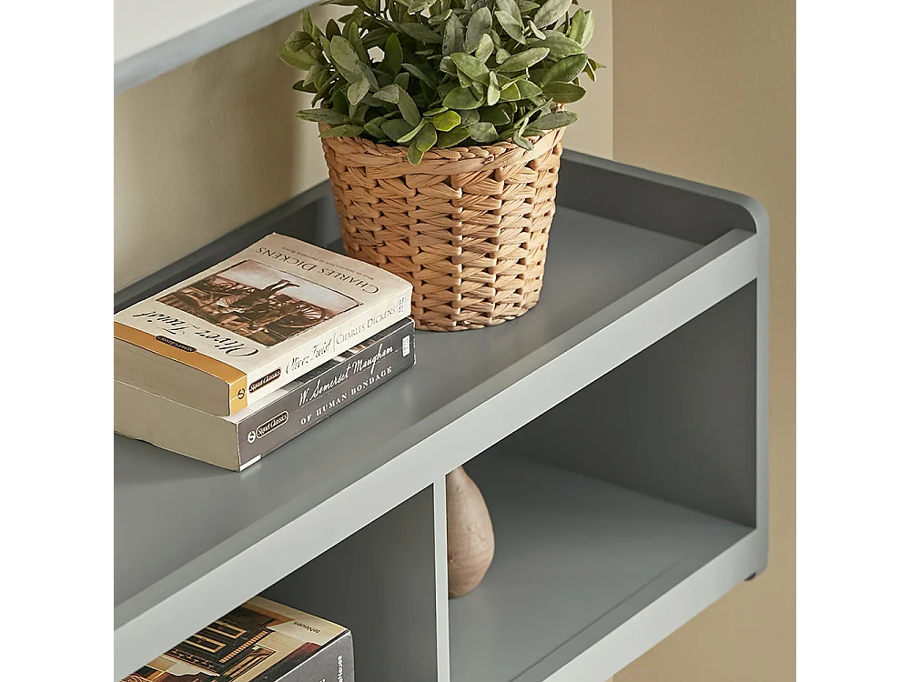 SoBuy FHK28-HG Kapstokken - Kapstok - Wandkapstok - Muur / Wand Kapstok - Wandplank Garderobe met 3 Compartimenten en 4 Dubbele Haken