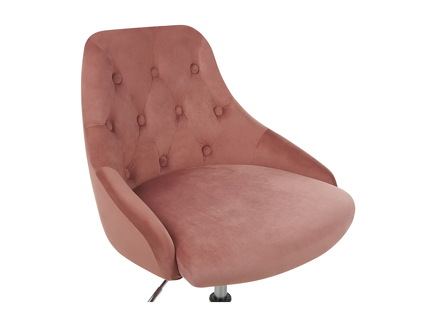 Drehstuhl Samtstoff rosa mit Rollen höhenverstellbar Chestefield Stil Parrish