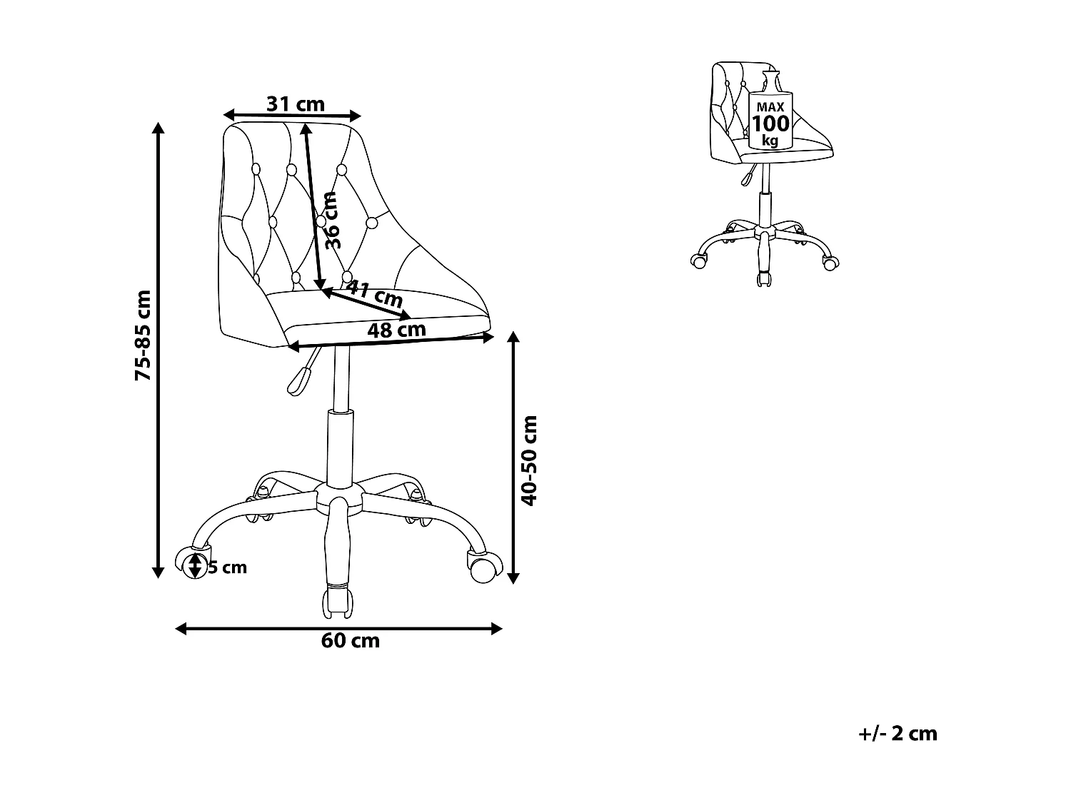 Chaise de bureau PARRISH Velours Rose pastel
