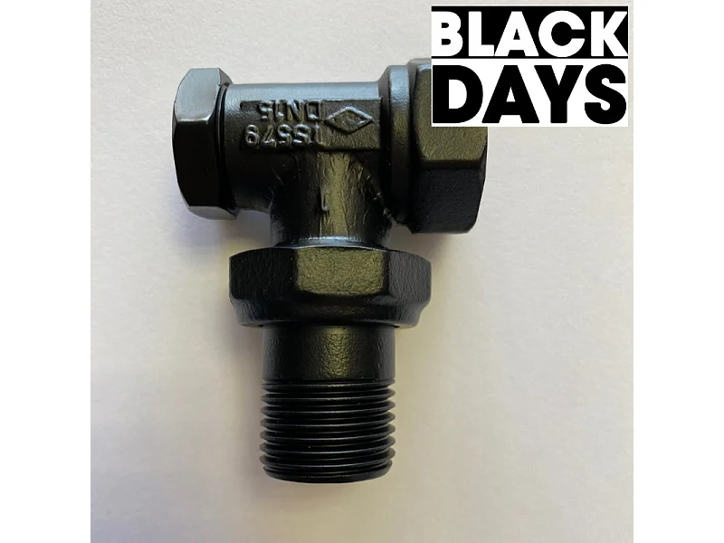 T de raccordement en laiton noir mat pour radiateur et sèche-serviettes