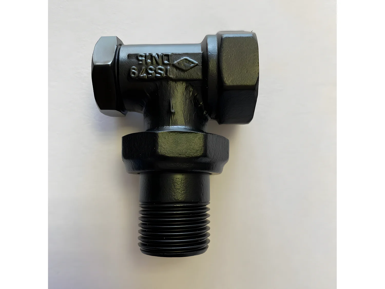 T de raccordement en laiton noir mat pour radiateur et sèche-serviettes