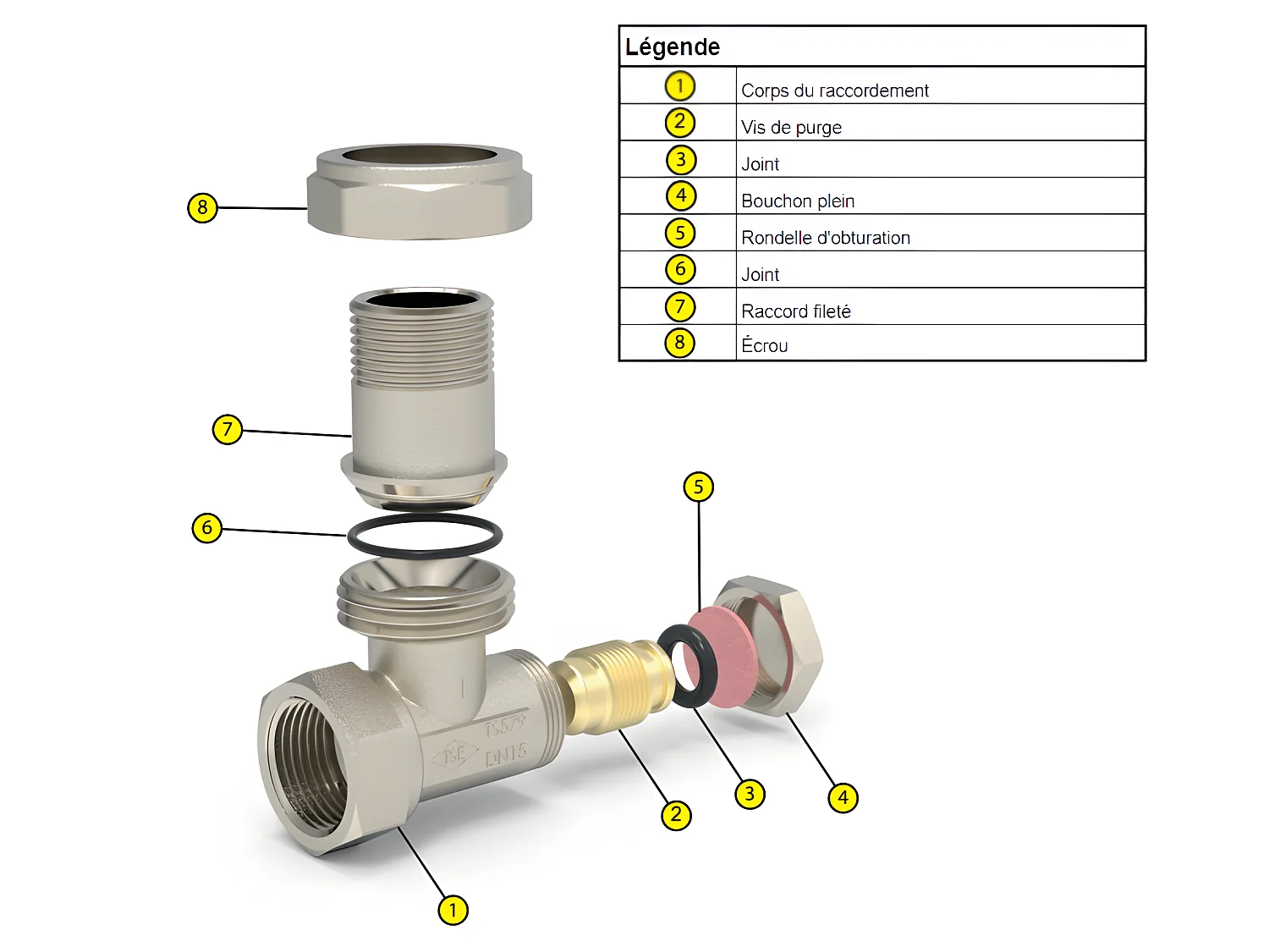T de raccordement en laiton noir mat pour radiateur et sèche-serviettes