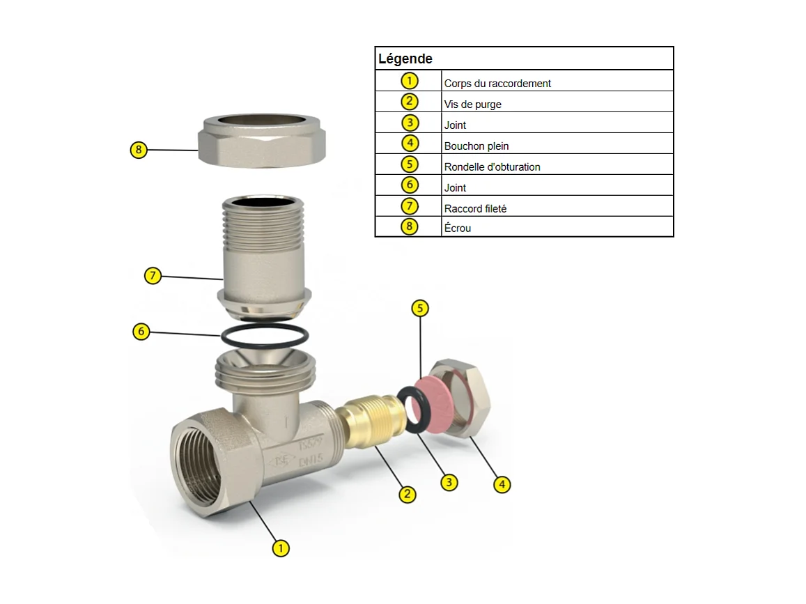 T de raccordement en laiton noir mat pour radiateur et sèche-serviettes