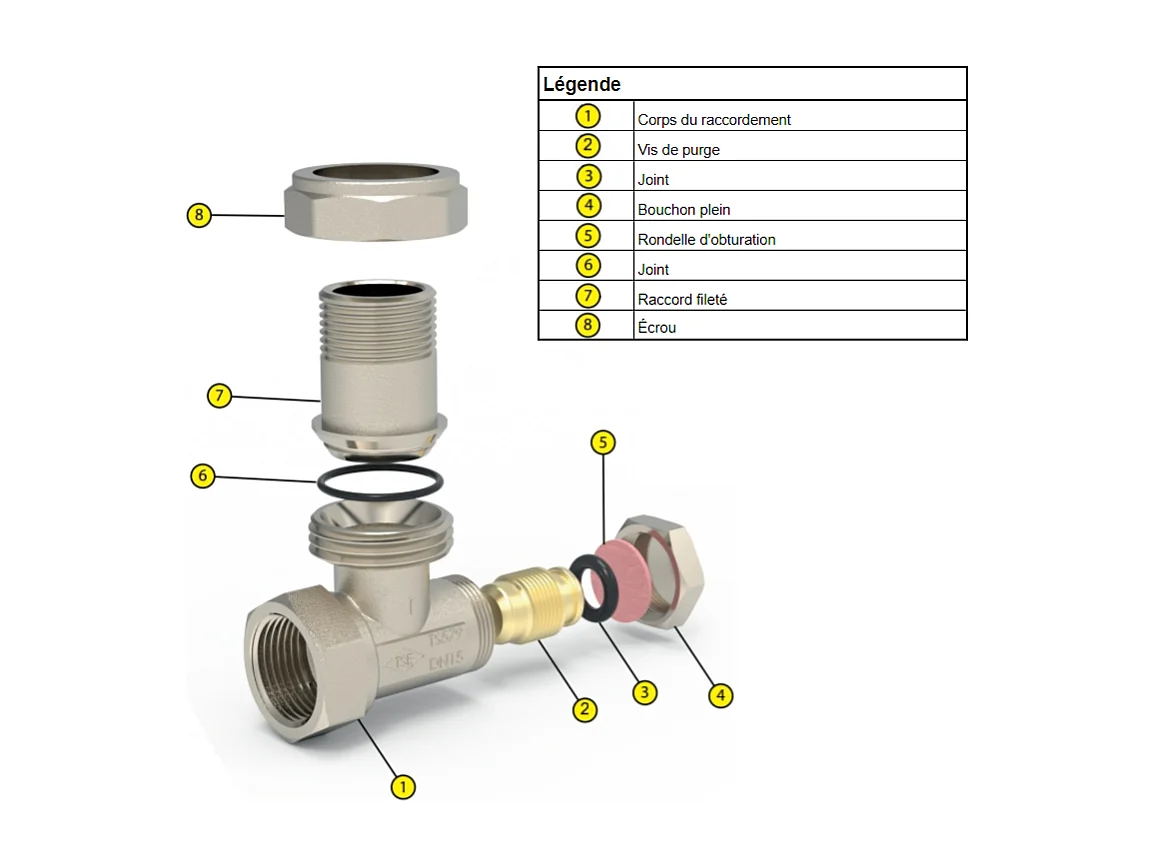 T de raccordement en laiton noir mat pour radiateur et sèche-serviettes