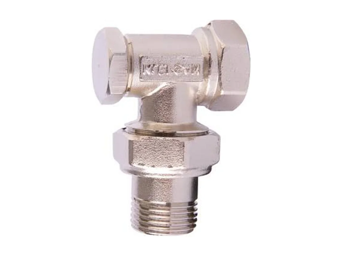 T de raccordement en laiton plaqué nickel pour radiateur et sèche-serviettes