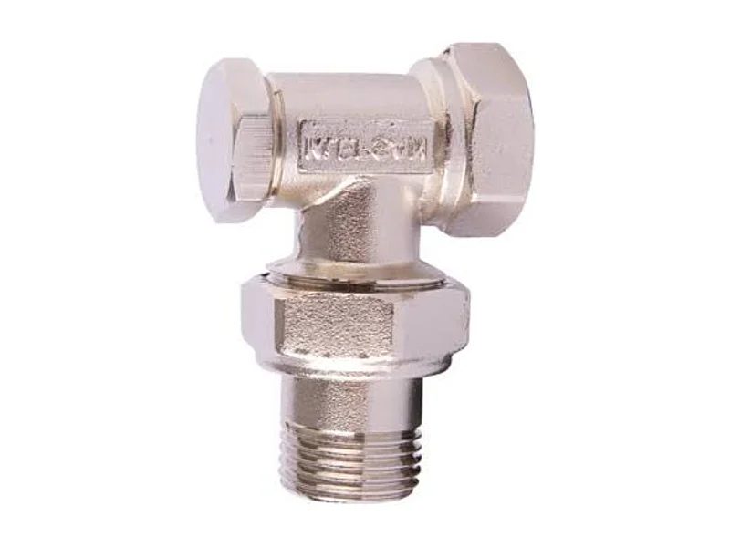 T de raccordement en laiton plaqué nickel pour radiateur et sèche-serviettes