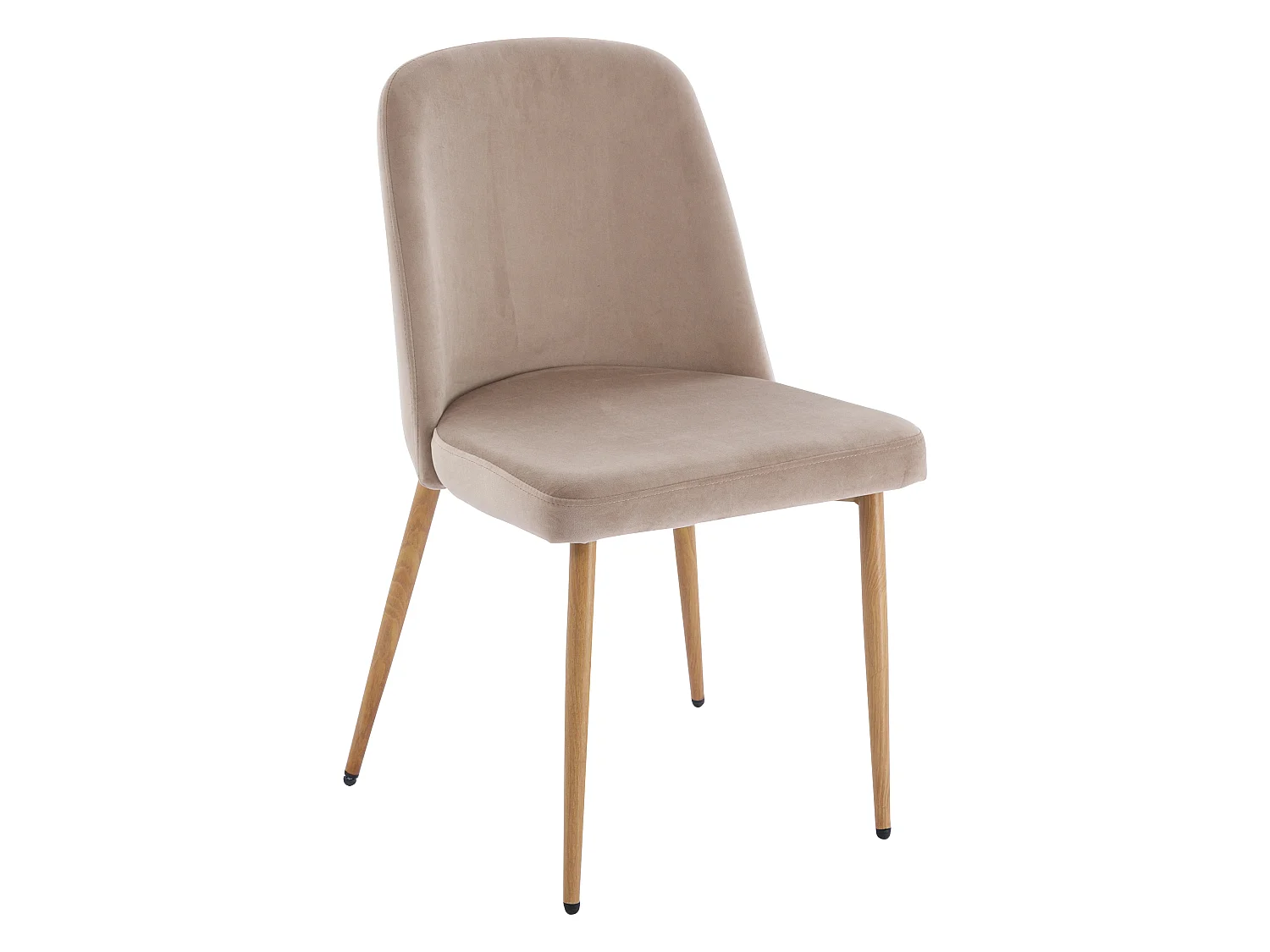 Set van 6 stoelen van velours en metaal met houteffect - Beige - MINAGRI