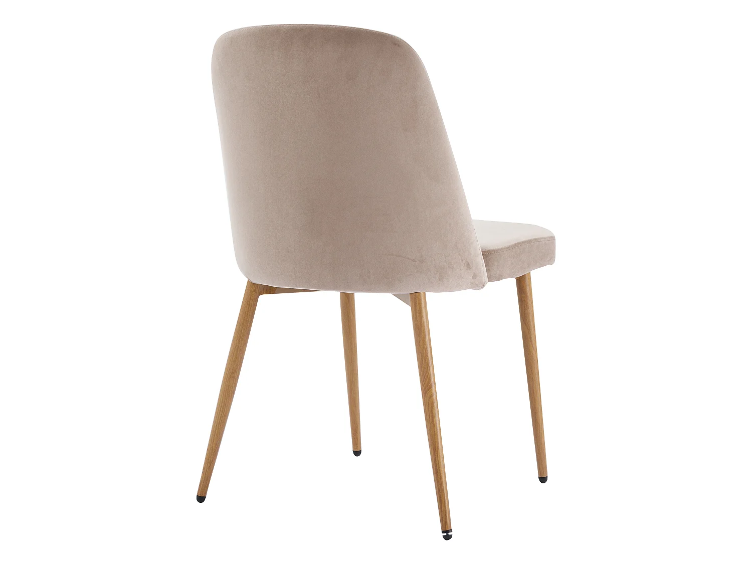 Set van 6 stoelen van velours en metaal met houteffect - Beige - MINAGRI