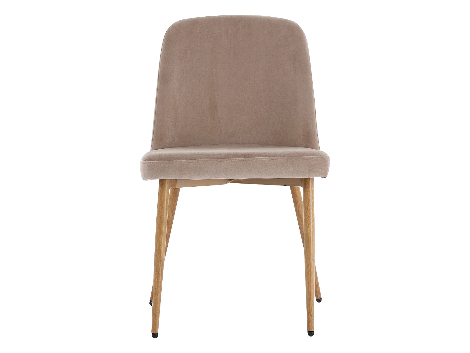 Sæt med 6 stole i fløjl og metal med træ-effekt - Beige - MINAGRI