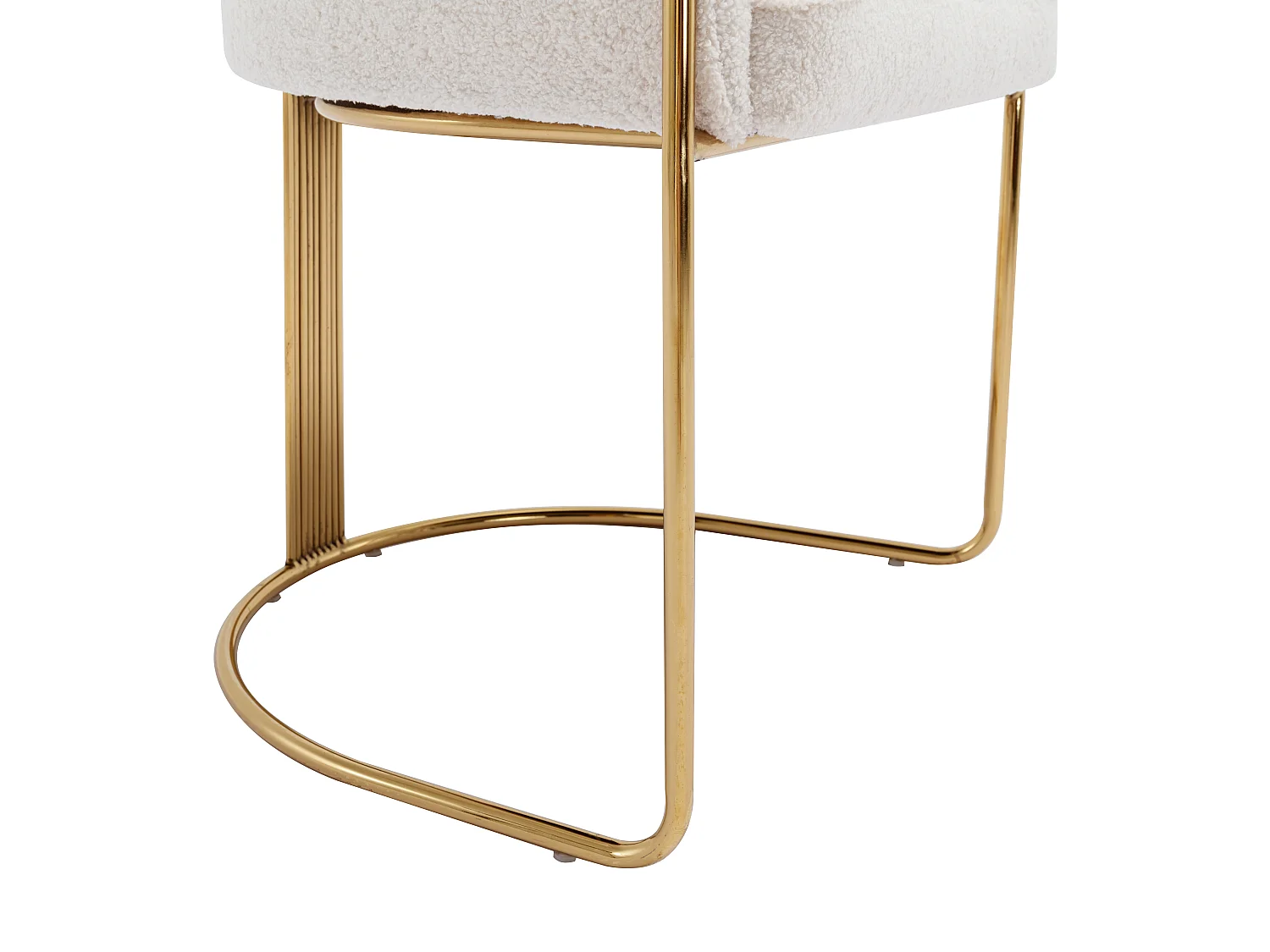 Lot de 2 chaises avec accoudoirs en tissu bouclette et métal - Blanc et doré - JOSETHE de Pascal MORABITO