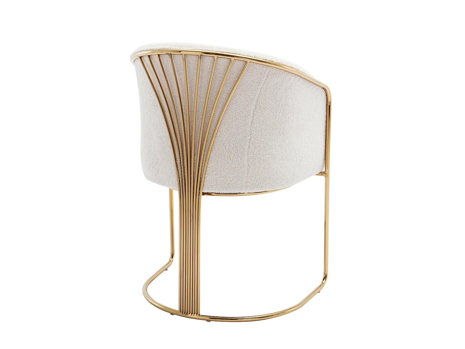 Lot de 2 chaises avec accoudoirs en tissu bouclette et métal - Blanc et doré - JOSETHE de Pascal MORABITO