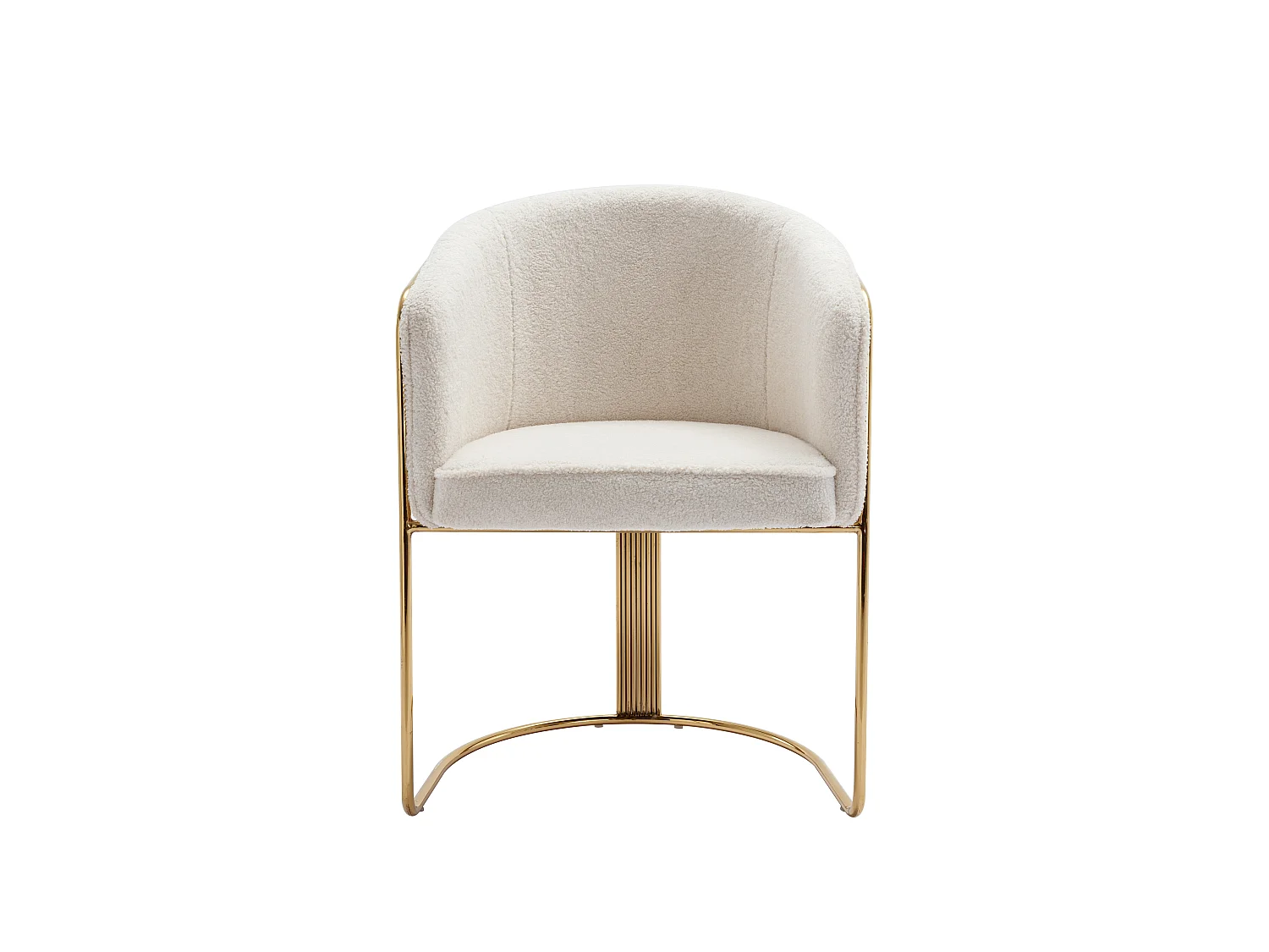 Lot de 2 chaises avec accoudoirs en tissu bouclette et métal - Blanc et doré - JOSETHE de Pascal MORABITO