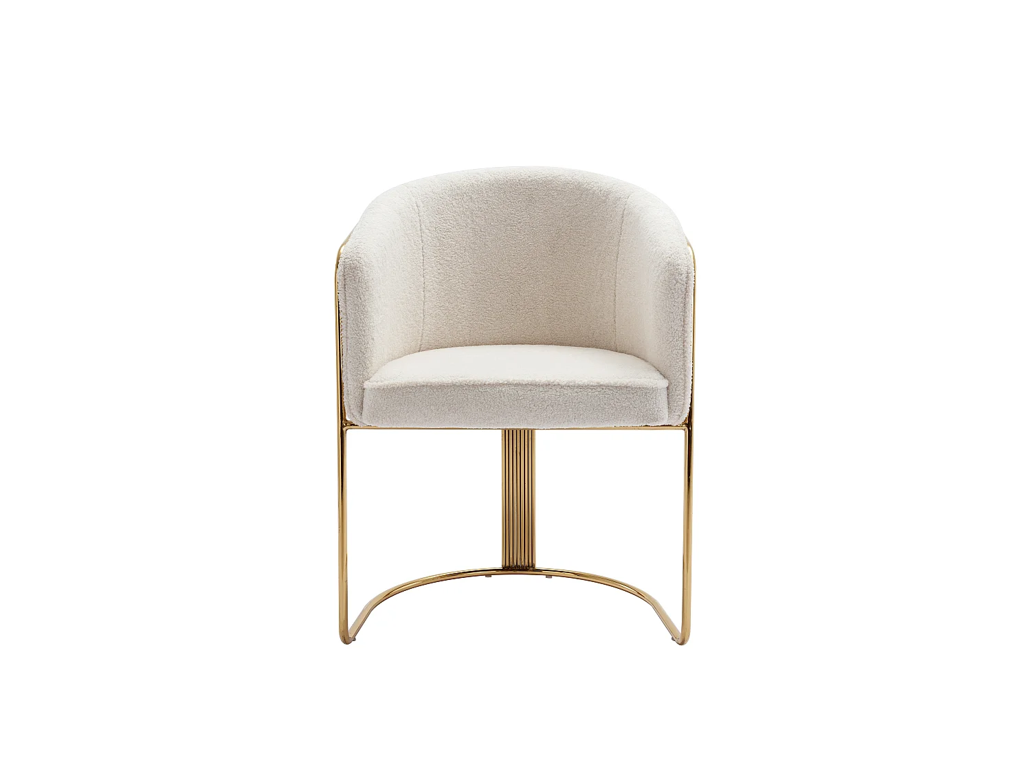 Lot de 6 chaises avec accoudoirs en tissu bouclette et métal - Blanc et doré - JOSETHE de Pascal MORABITO