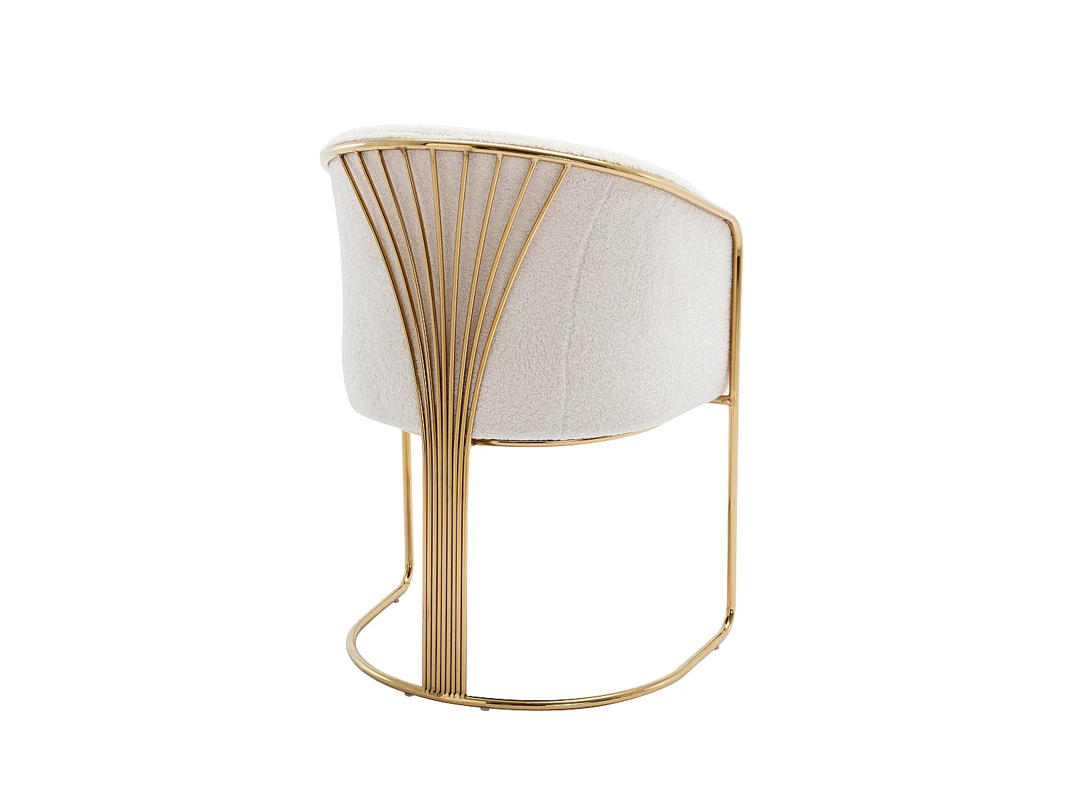 Lot de 6 chaises avec accoudoirs en tissu bouclette et métal - Blanc et doré - JOSETHE de Pascal MORABITO