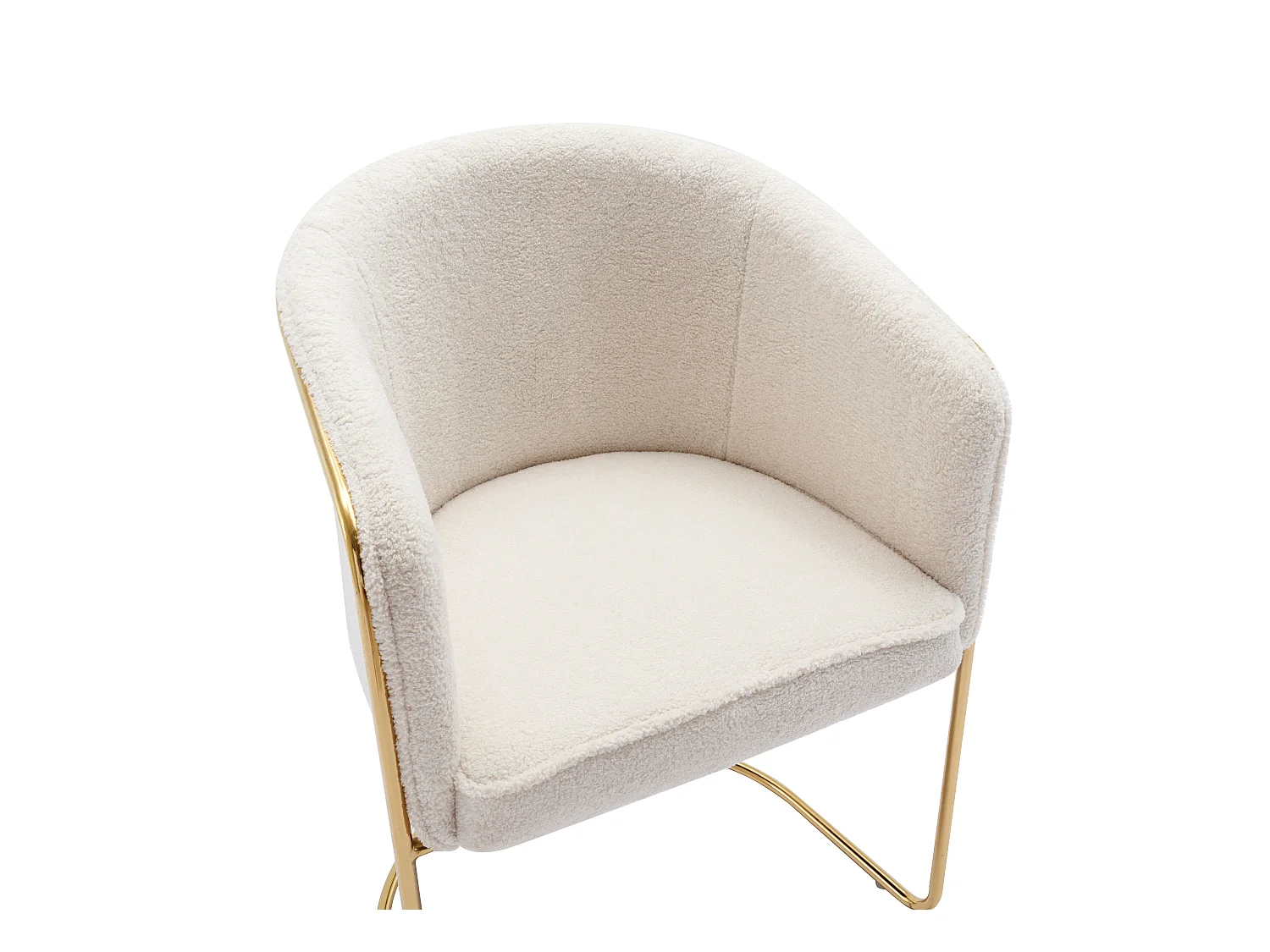 Lot de 6 chaises avec accoudoirs en tissu bouclette et métal - Blanc et doré - JOSETHE de Pascal MORABITO