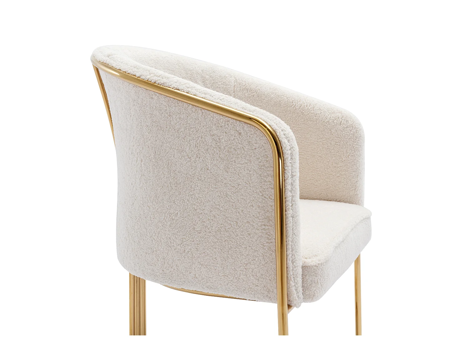 Lot de 6 chaises avec accoudoirs en tissu bouclette et métal - Blanc et doré - JOSETHE de Pascal MORABITO