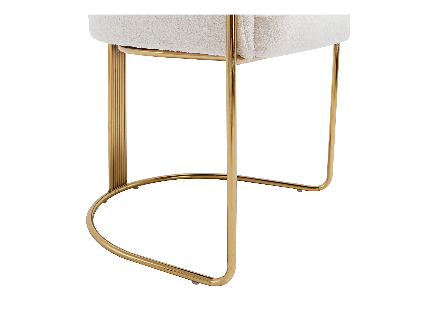 Lot de 6 chaises avec accoudoirs en tissu bouclette et métal - Blanc et doré - JOSETHE de Pascal MORABITO