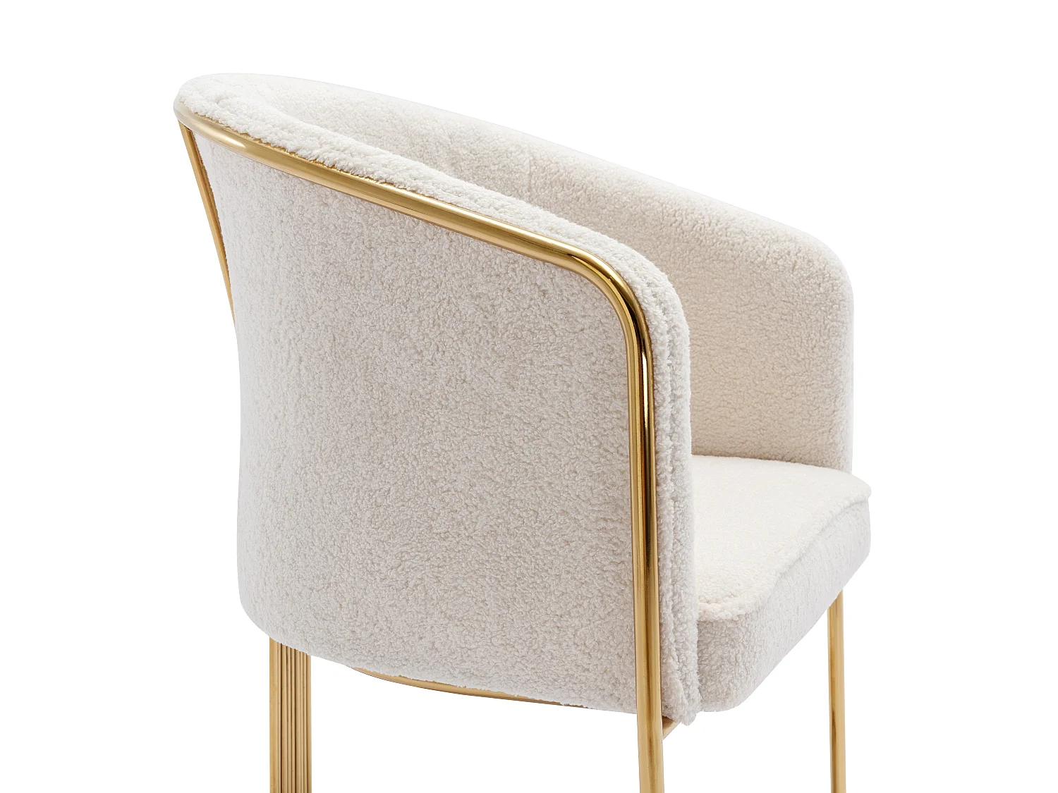 Lot de 6 chaises avec accoudoirs en tissu bouclette et métal - Blanc et doré - JOSETHE de Pascal MORABITO