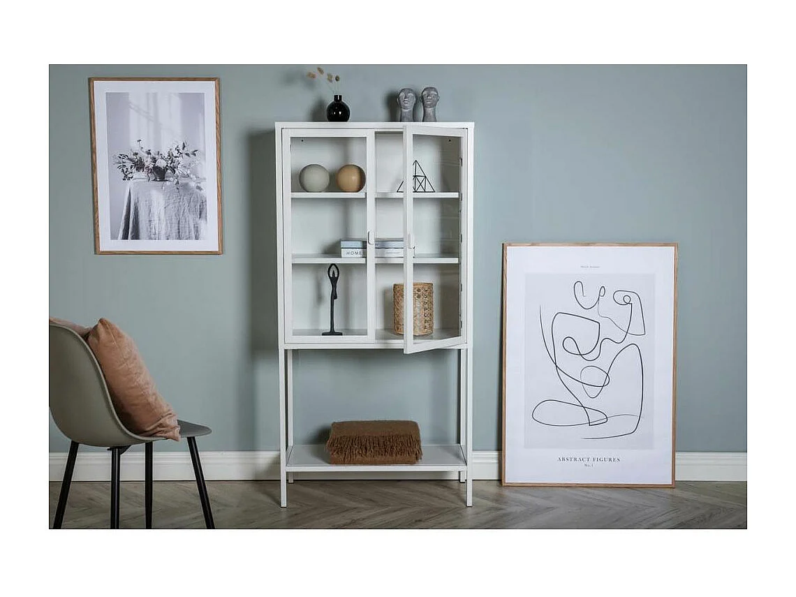 Vitrine 2 Portes en Verre "Misha" 150cm Blanc