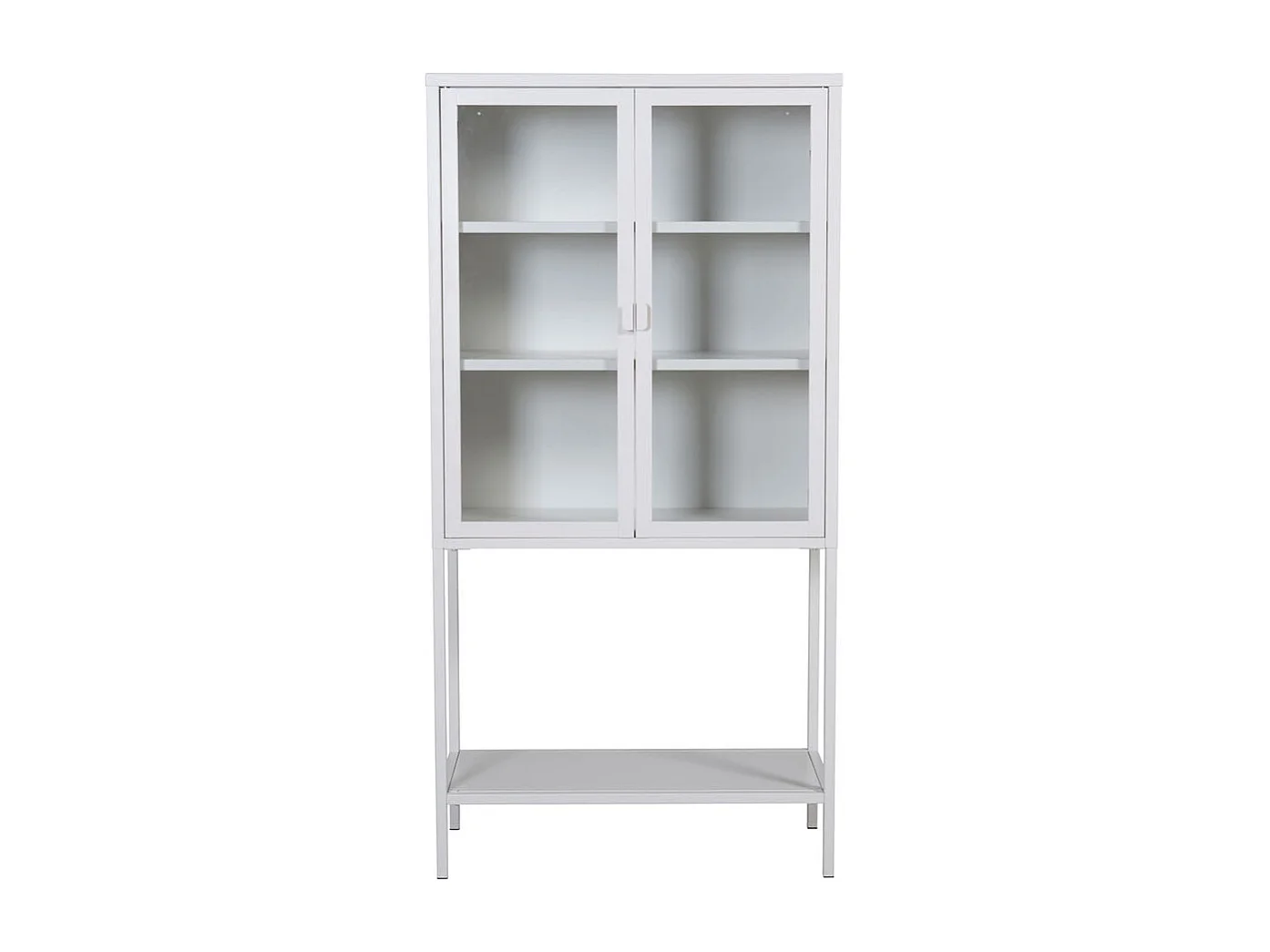 Misha Armoire vitrine 2 portes, 4 tablettes de rangement, blanc.