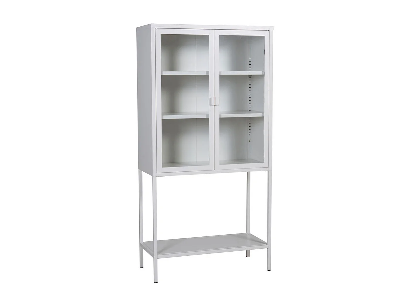 Misha Armoire vitrine 2 portes, 4 tablettes de rangement, blanc.
