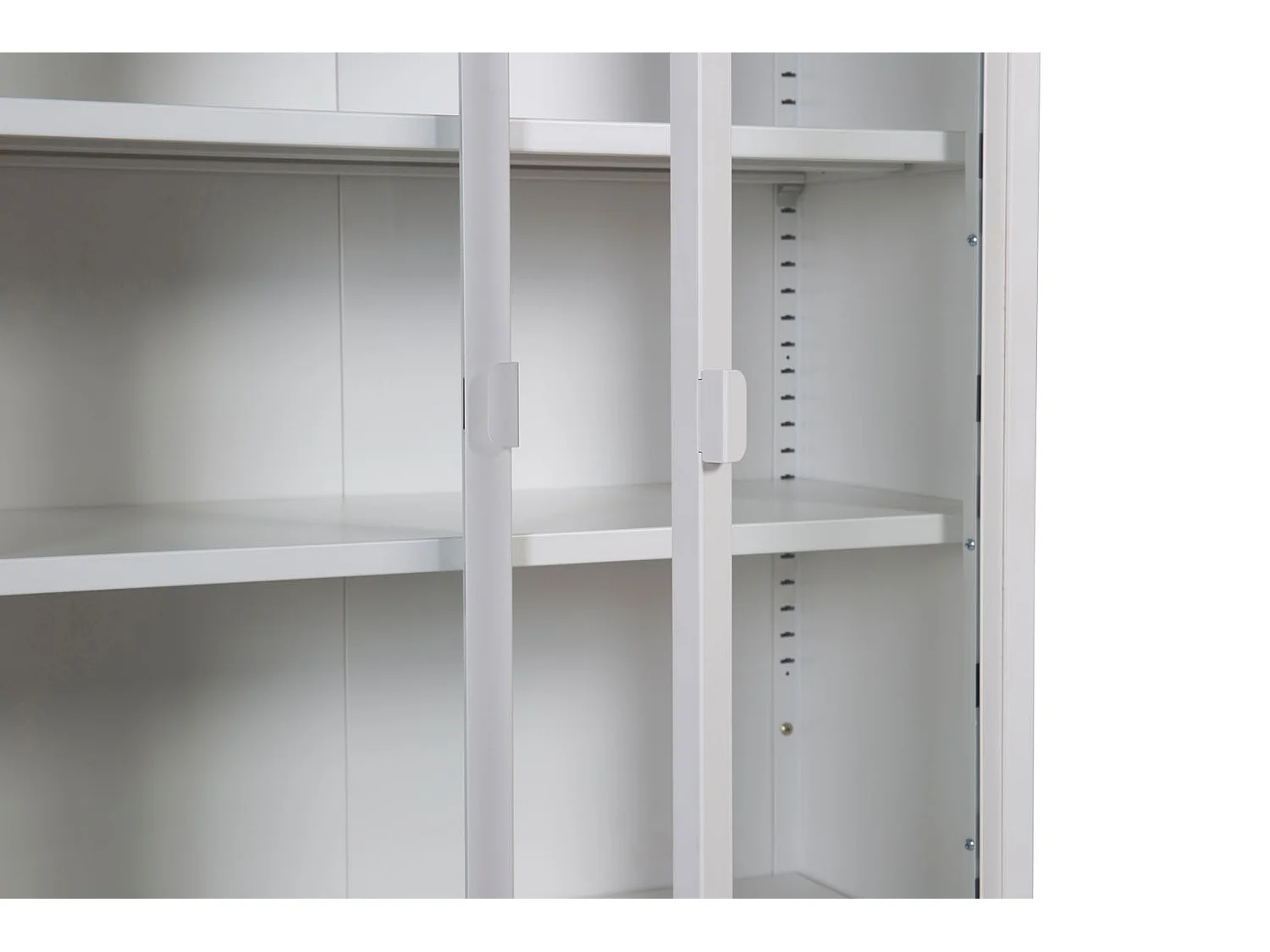 Misha Armoire vitrine 2 portes, 4 tablettes de rangement, blanc.