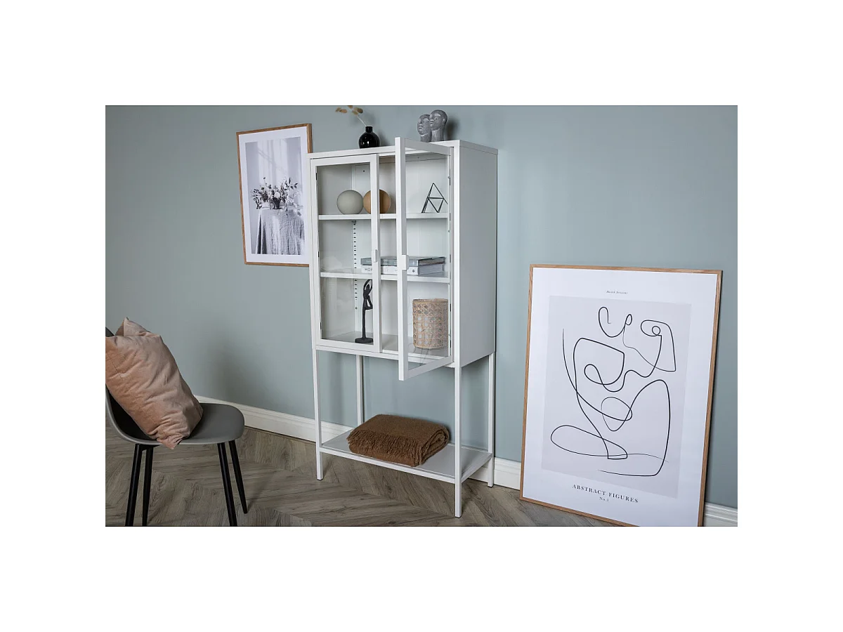 Vitrine 2 Portes en Verre "Misha" 150cm Blanc