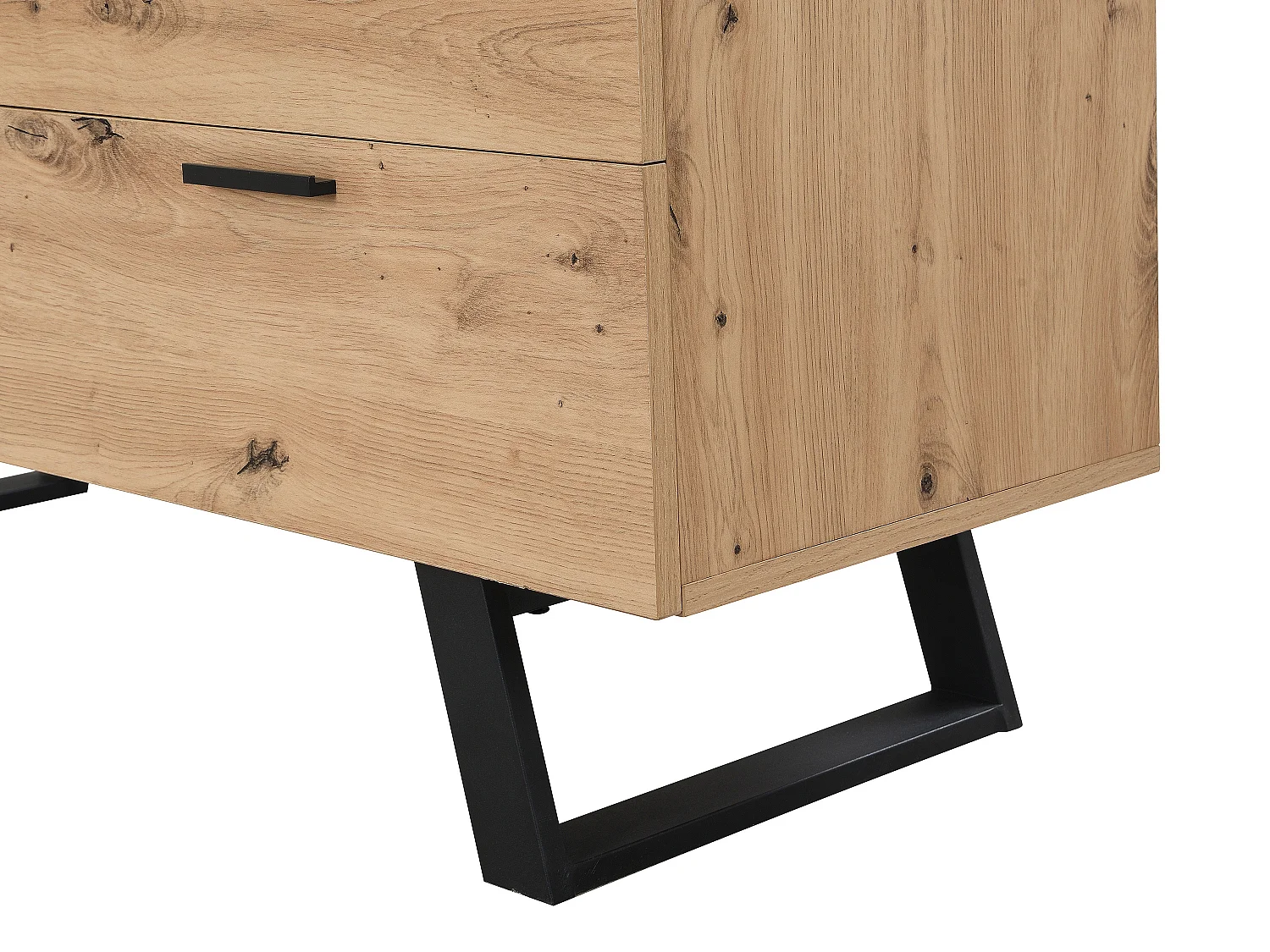Bureau d'angle avec rangements - MDF - Coloris : Naturel et noir - NAYARO