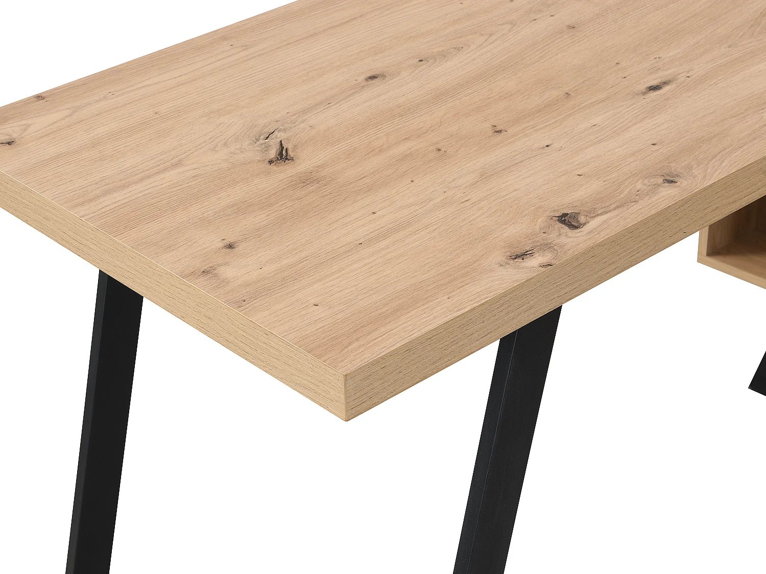 Escritorio esquinero con compartimentos de almacenamiento - MDF - Color: Natural y negro - NAYARO