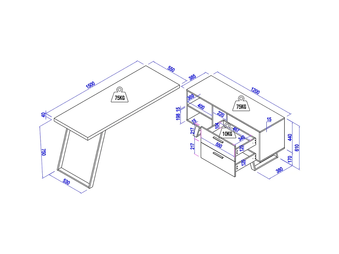Escritorio esquinero con compartimentos de almacenamiento - MDF - Color: Natural y negro - NAYARO