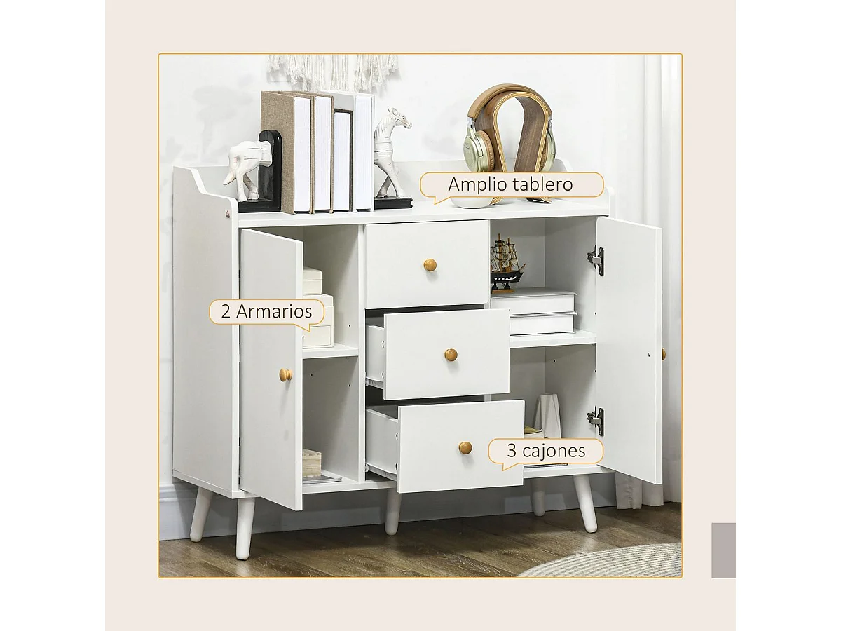 Aparador de salón blanco 90x32x80 cm HOMCOM