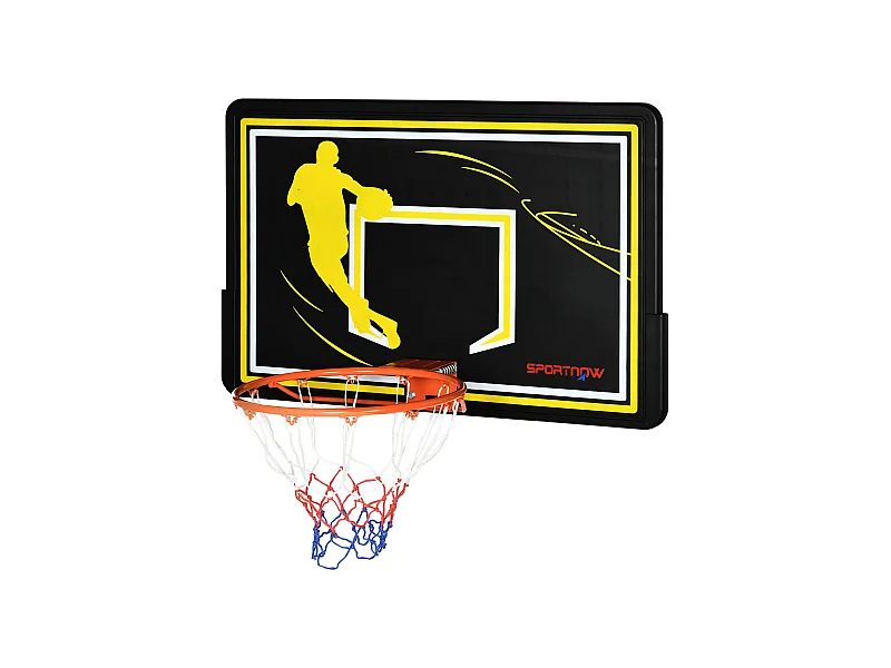 Canasta de baloncesto negro y amarillo 110x90x70 cm SPORTNOW