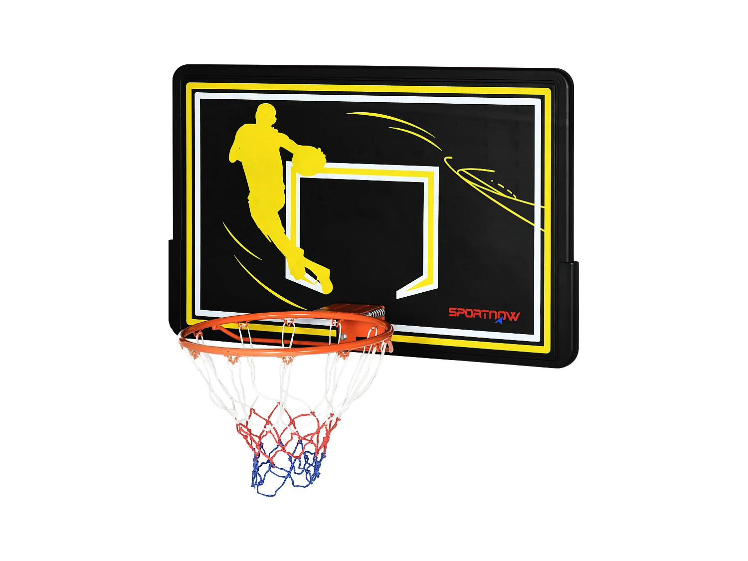 Canasta de baloncesto negro y amarillo 110x90x70 cm SPORTNOW