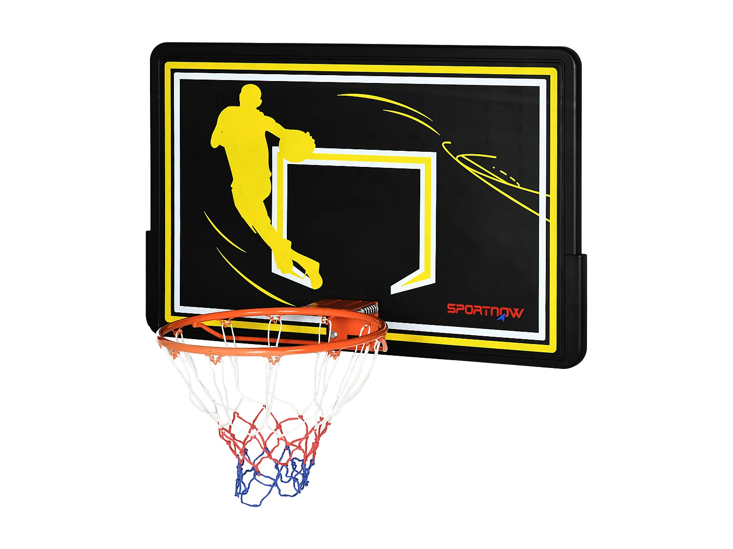 Canasta de baloncesto negro y amarillo 110x90x70 cm SPORTNOW
