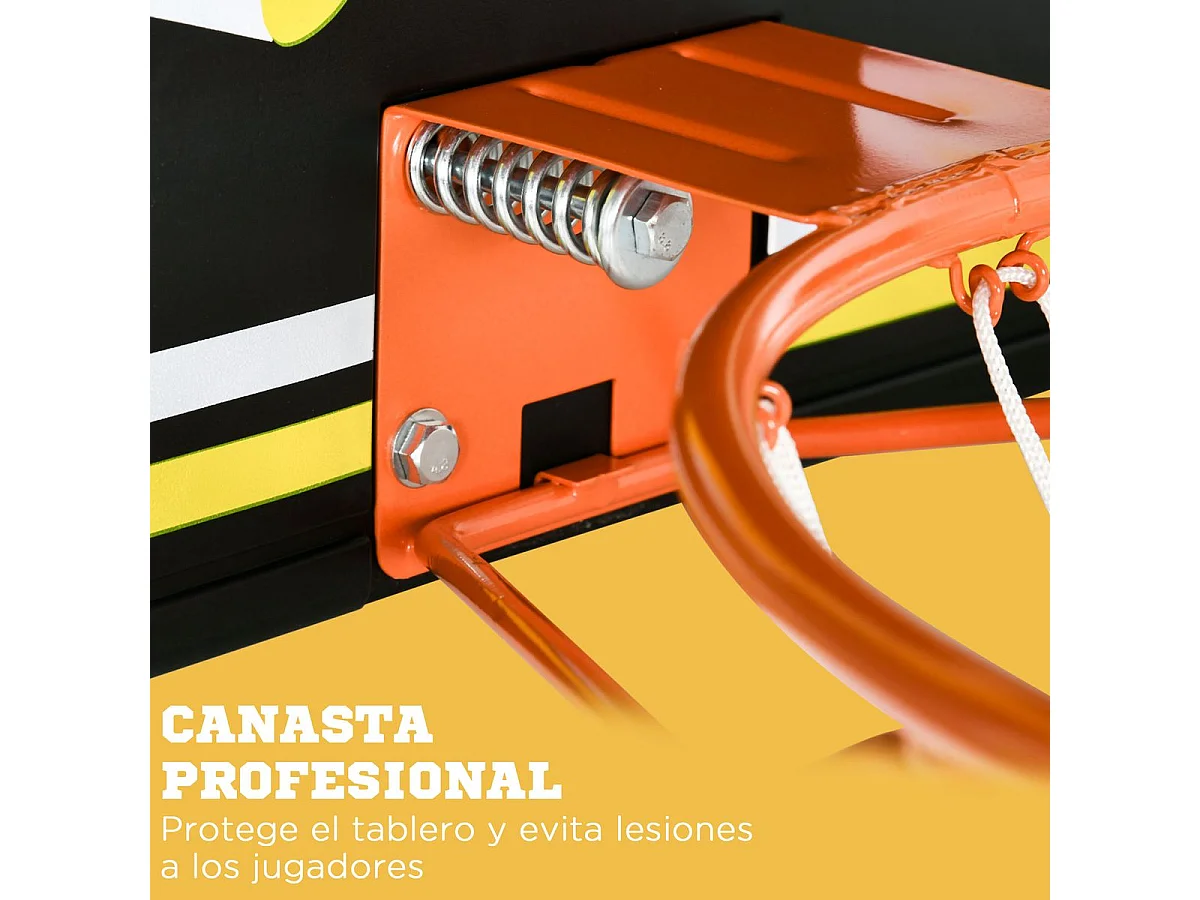 Canasta de baloncesto negro y amarillo 110x90x70 cm SPORTNOW